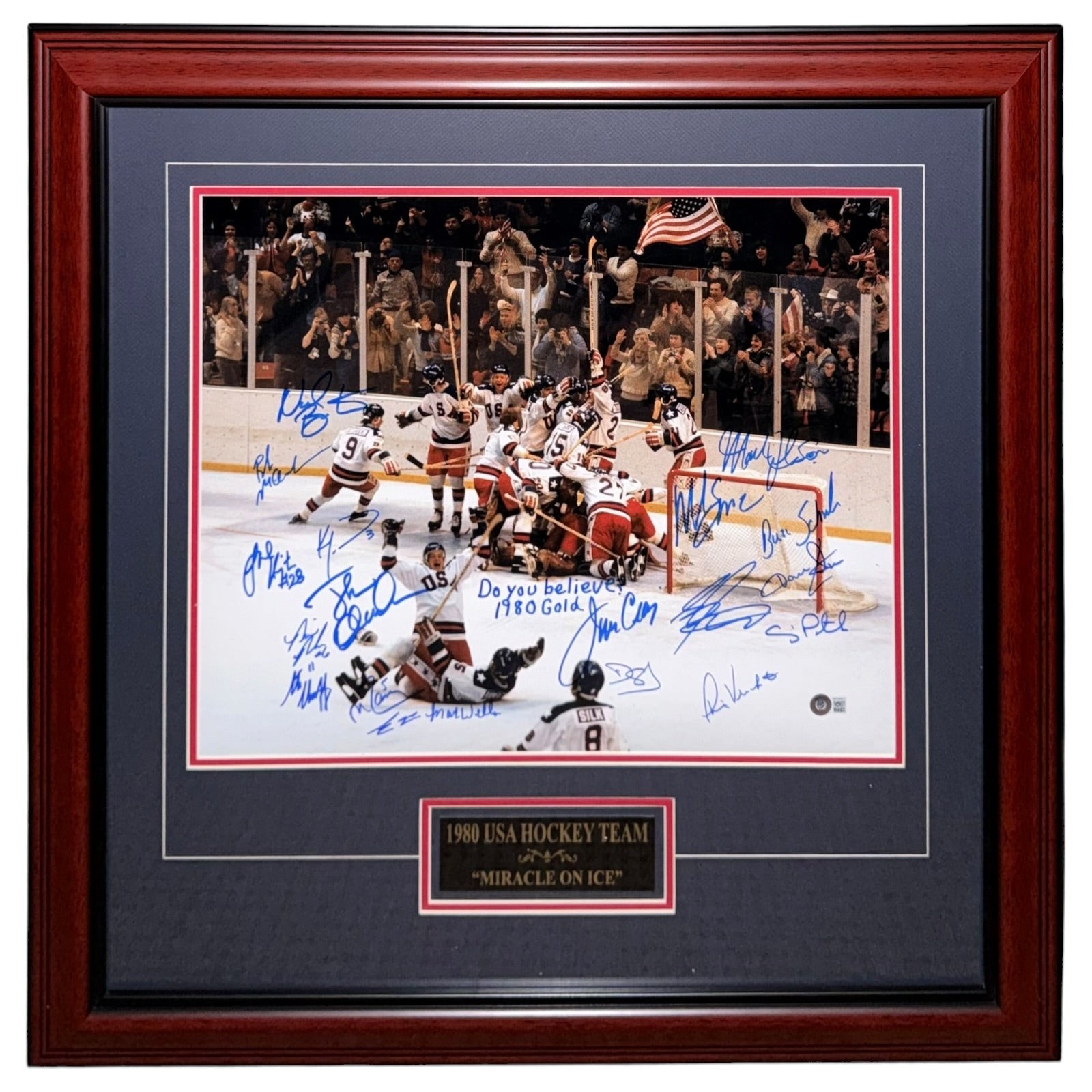 1980 U.S. Olympic Hockey Team Autographed (Miracle On Ice) Deluxe Framed 16x20 P