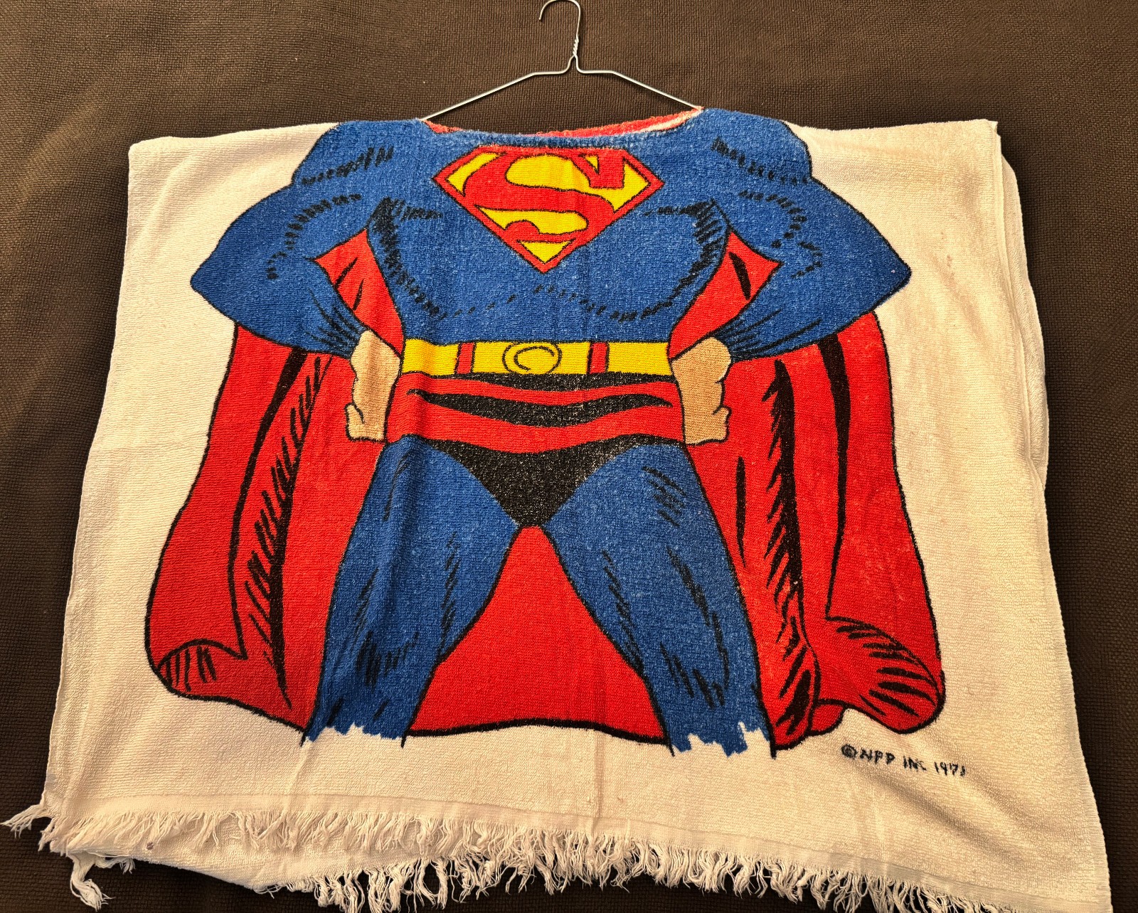 Vintage 1970s Superman Poncho Beach Towel Kids Costume - NPP Inc DC Comics RARE