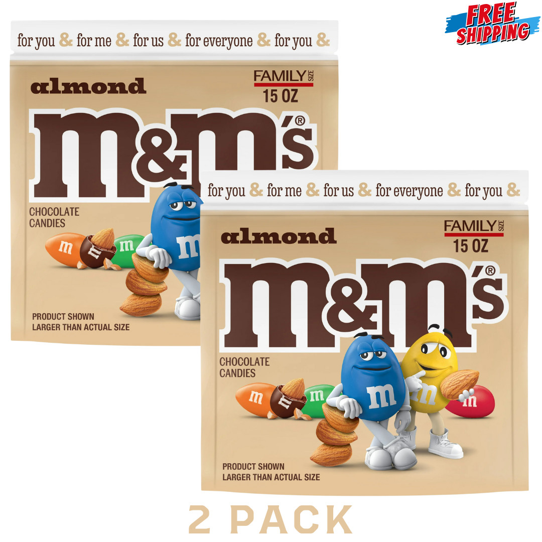 NEW Sealed Almond M&M's Family Size 15.0 oz 2 Bags