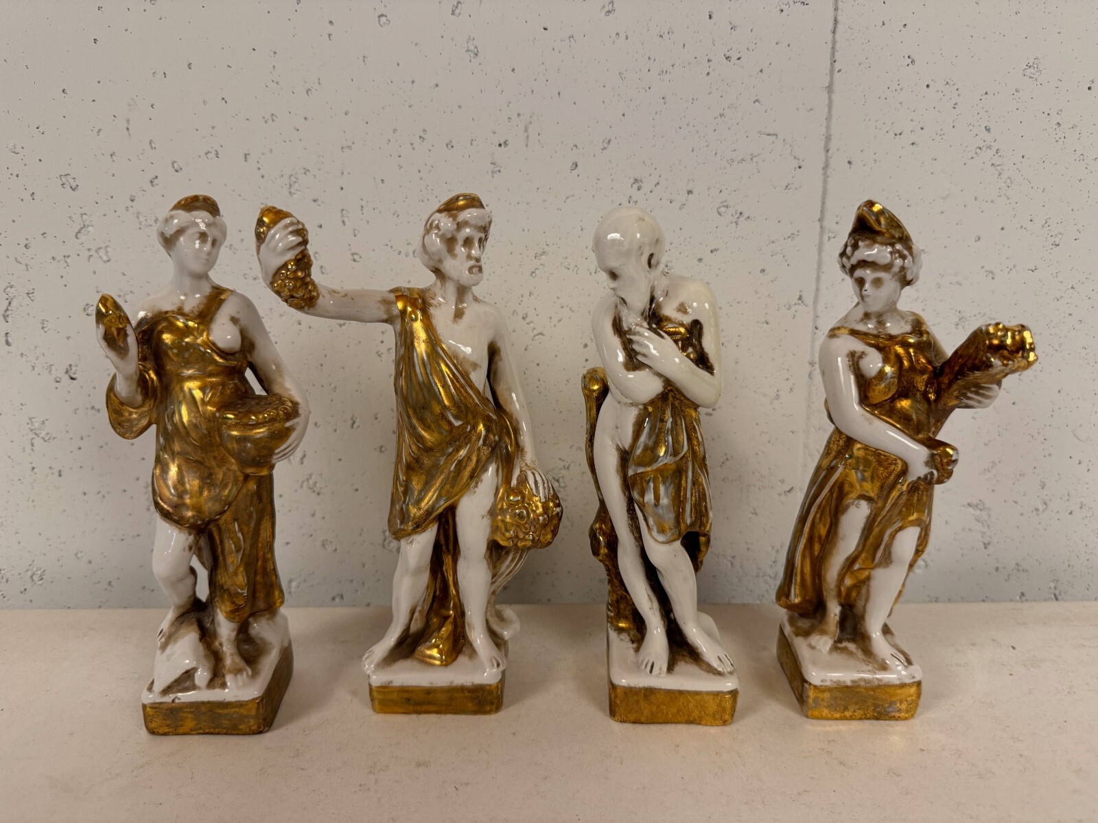 Vintage Italian Ceramic Porcelain Set of 4 Four Seasons Figurines