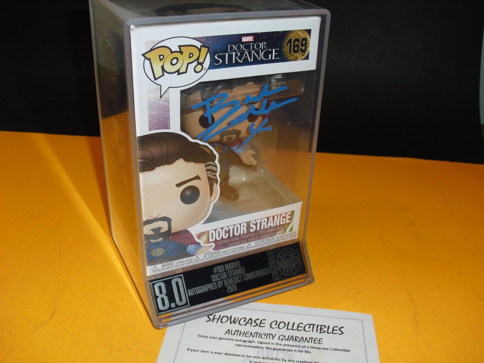 Funko Pop Doctor Strange #169 PGS 8.0 signed Benedict Cumberbatch w/ COA 2020