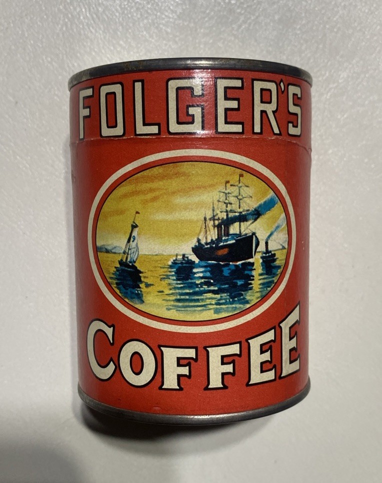 Vintage Folgers Coffee Premium Promo Puzzle SEALED Tin Can Nice Graphics