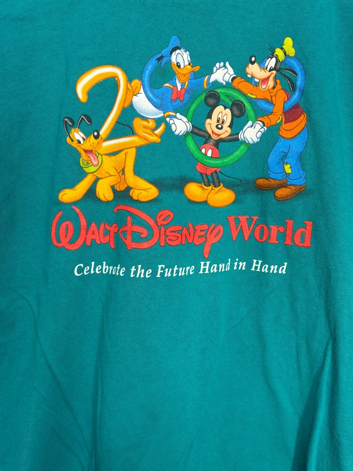 Walt Disney World Celebrate Mickey Graphic T-Shirt Mens Green XL Vintage Y2K
