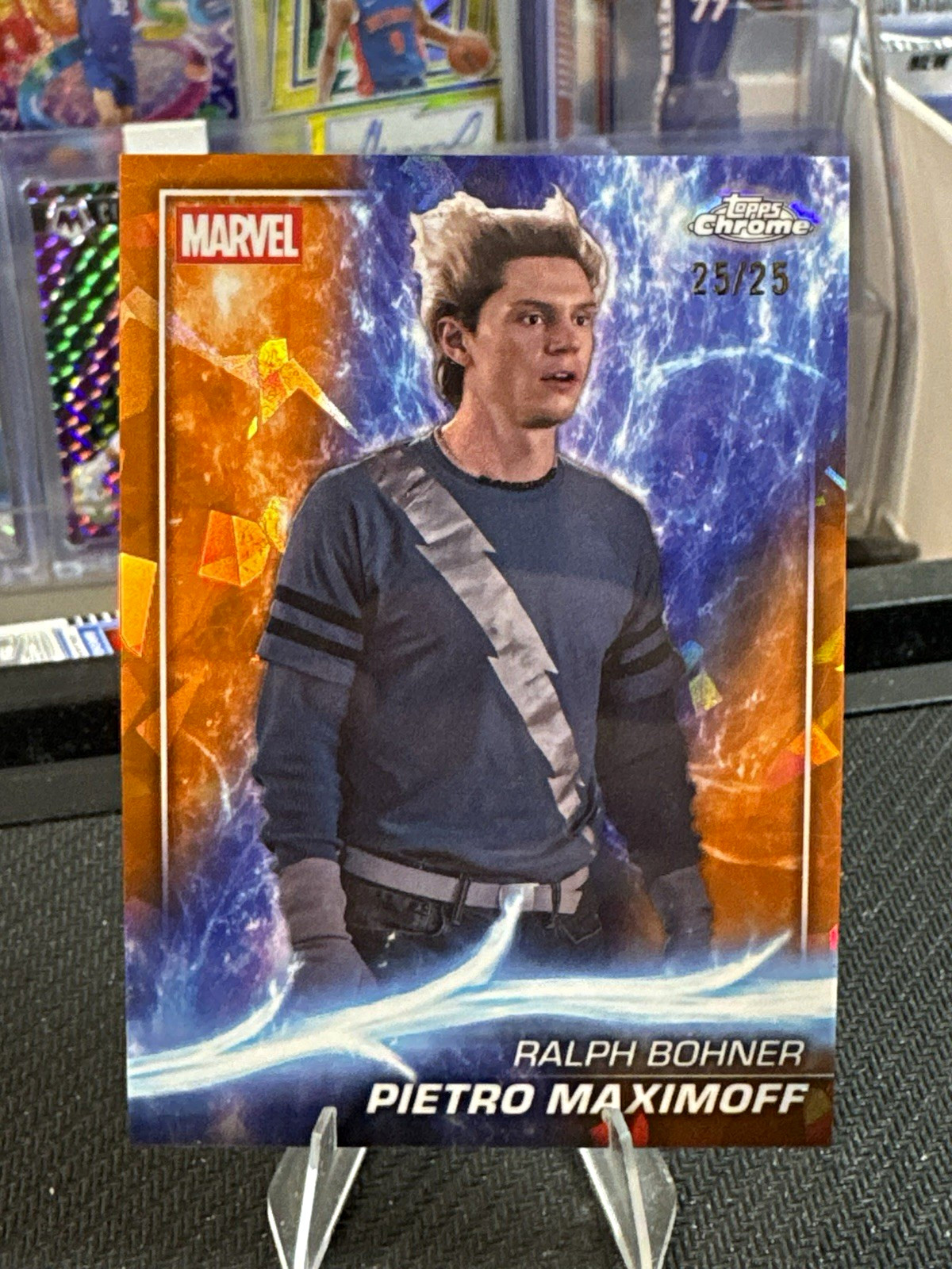 2025 Topps Chrome Sapphire Marvel Studios Ralph Bohner/Pietro Maximoff /25 Omega