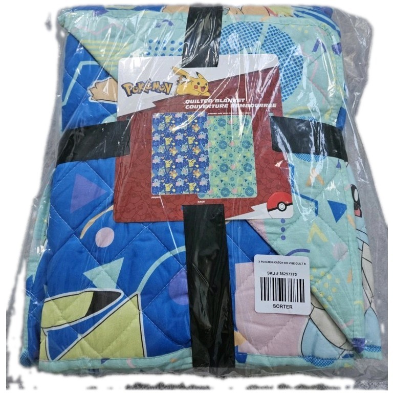 Pokémon Characters Retro Print Reversible Quilted Throw - BoxLunch Exclusive New