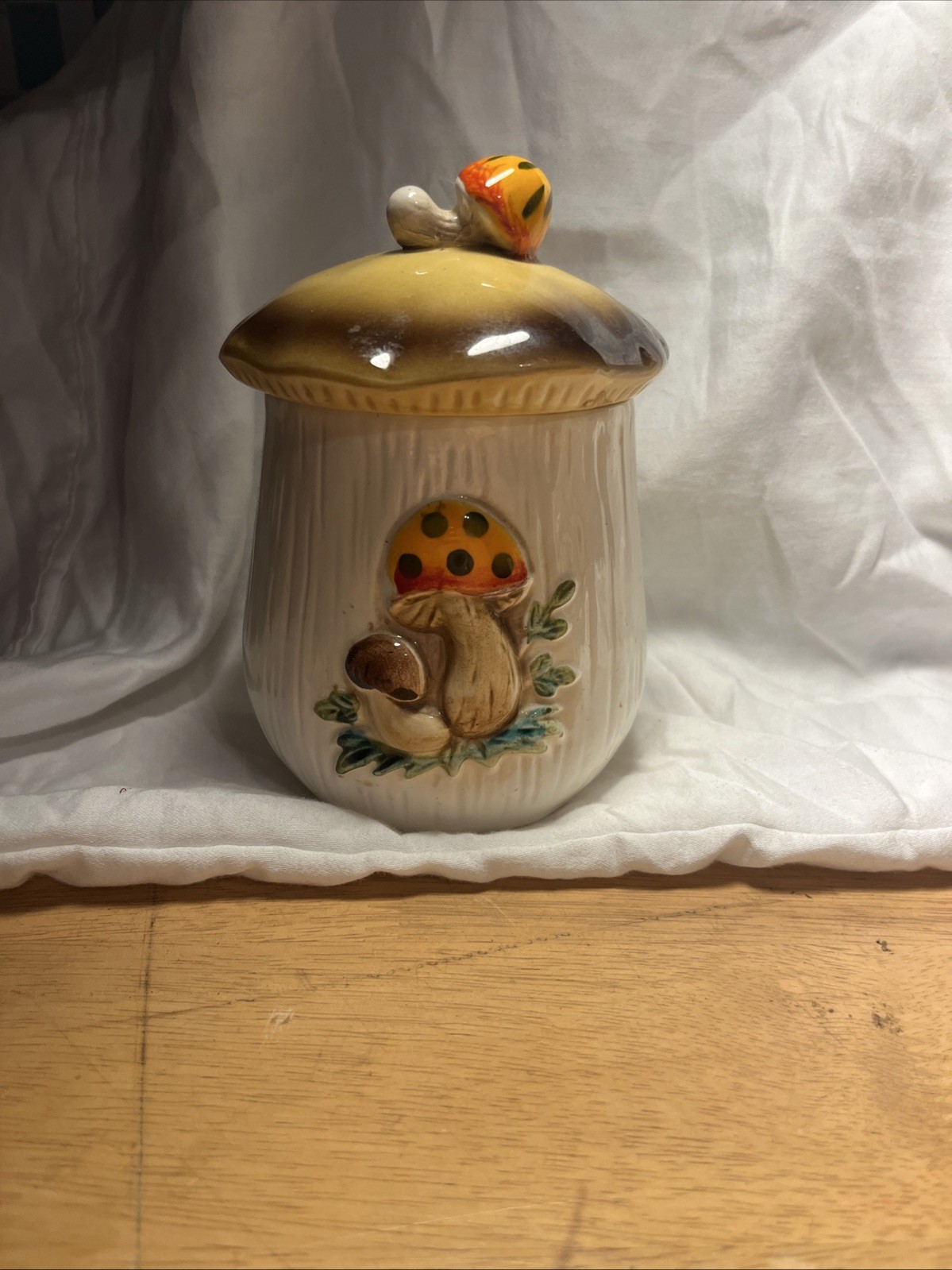Vintage Sears Robuck Merry Mushroom 7 in. Canister 7” & Lid   Collector’s
