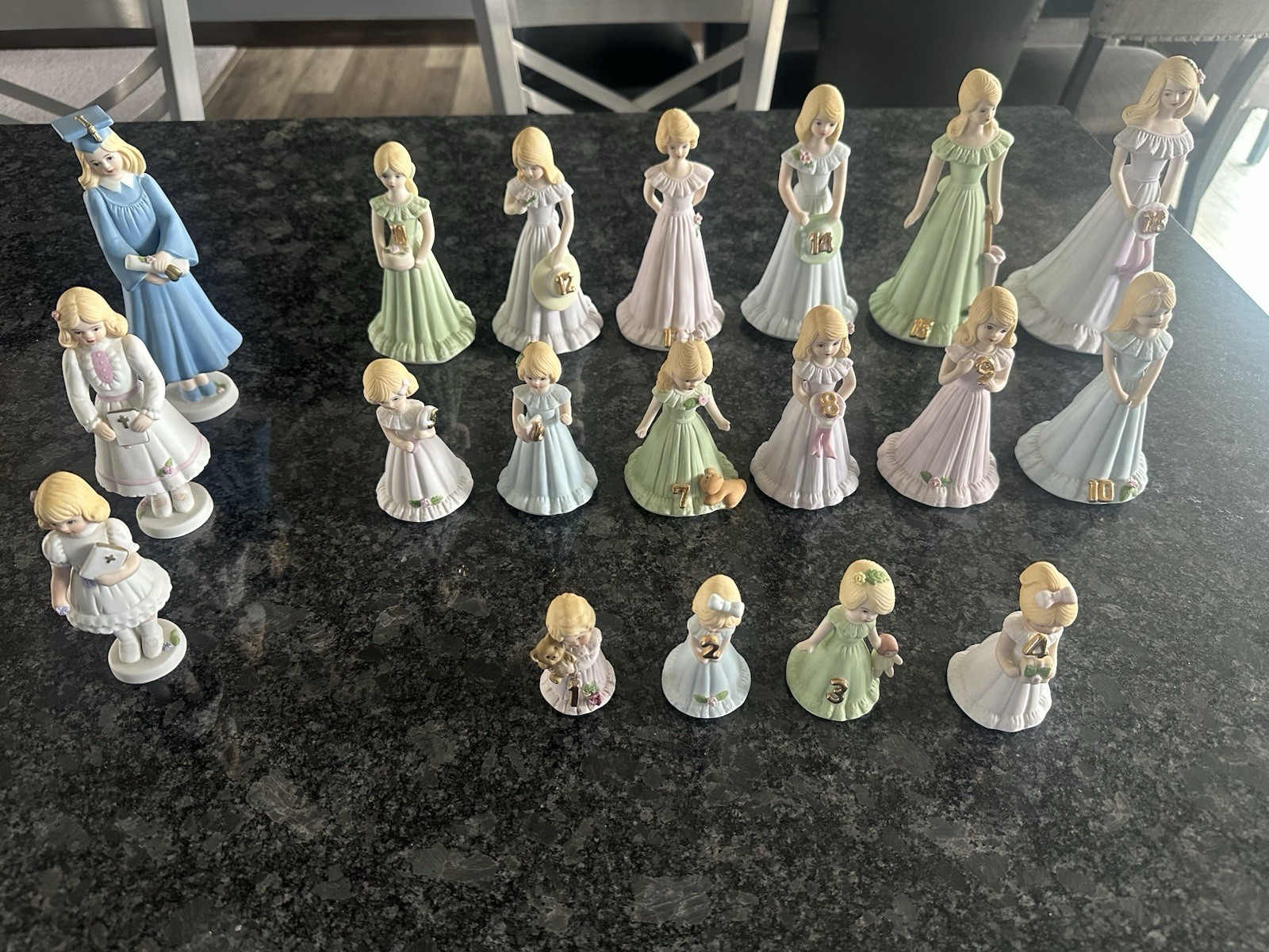 Enesco Growing Up Birthday Girls Ceramic Figurines 20pcs Mixed Lot 1981/1983