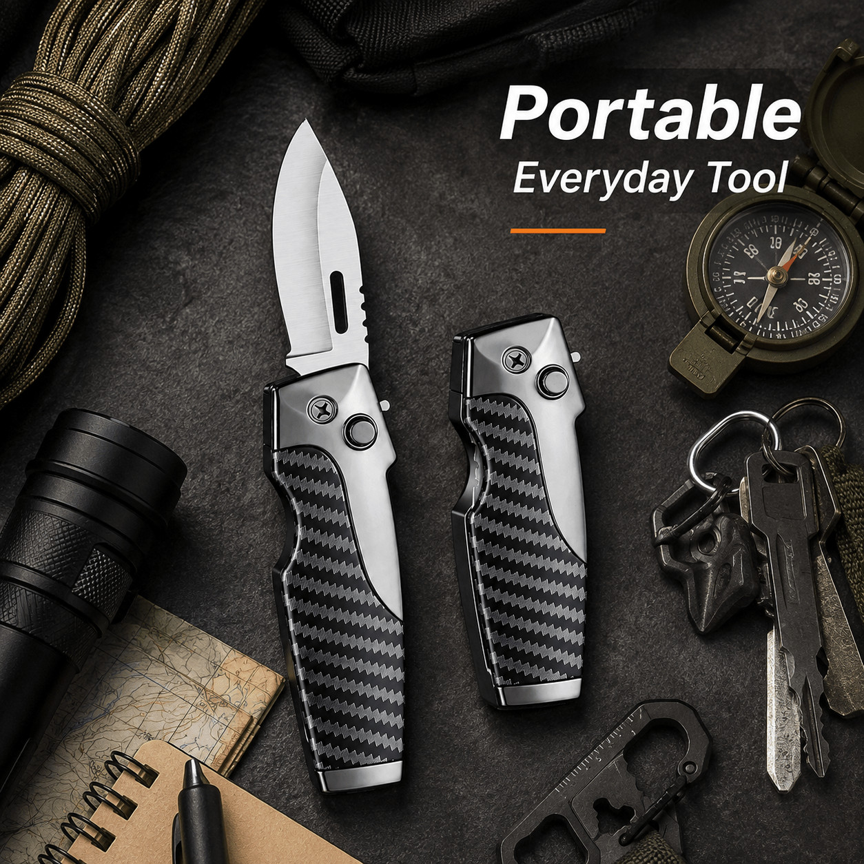 2-In-1 Outdoor Gear（Knife&Lighter), Multi-Functional Pocket Knife,for Camping