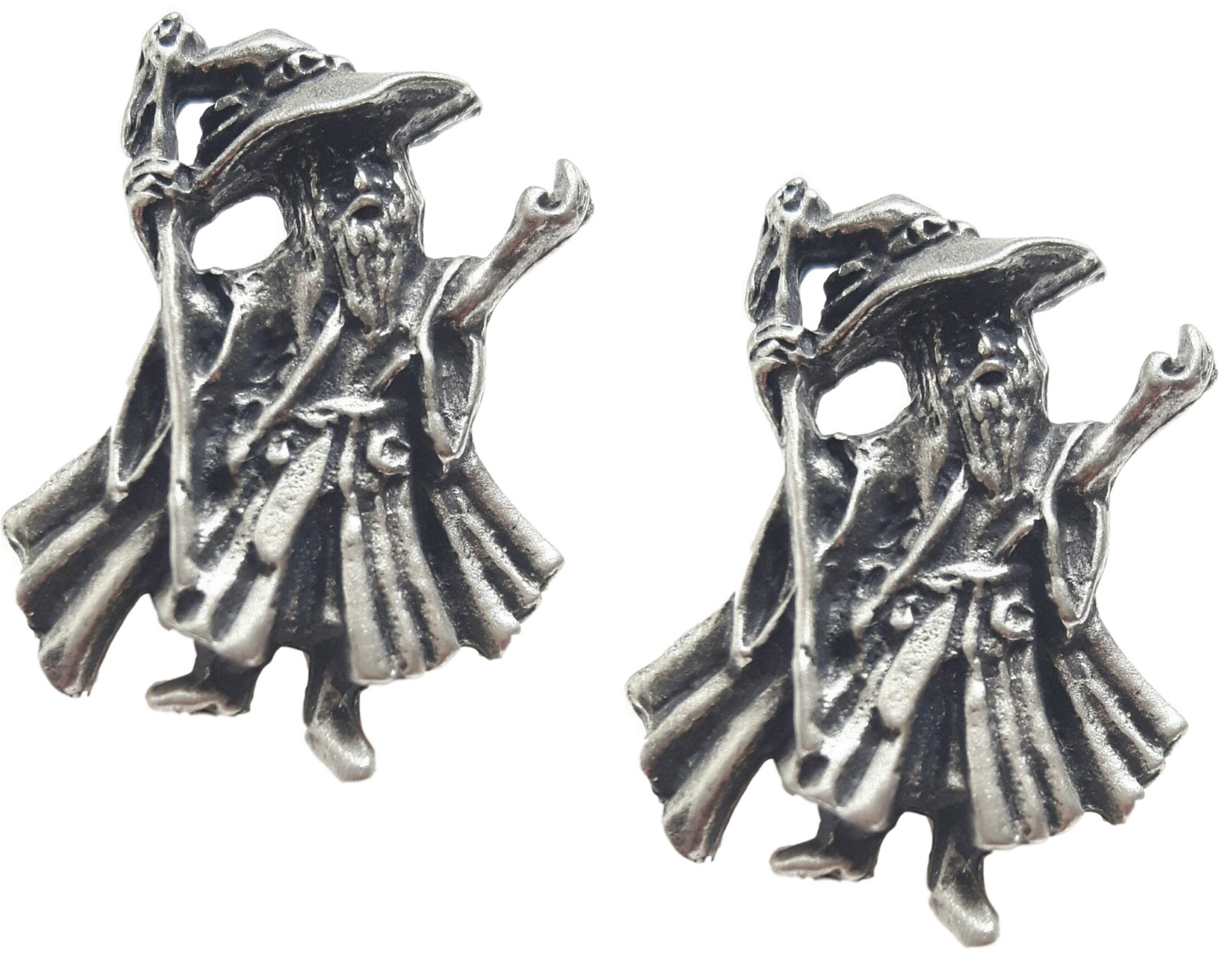 2 x Merlin Wizard Handcrafted From Lead Free English Pewter Pin Badges-HIN1268
