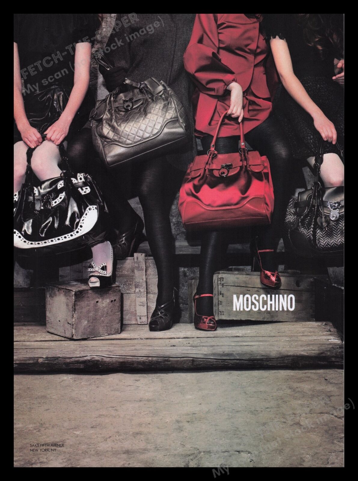 Moschino Handbags 2000s Print Advertisement Ad 2007 Legs Tights Shoes