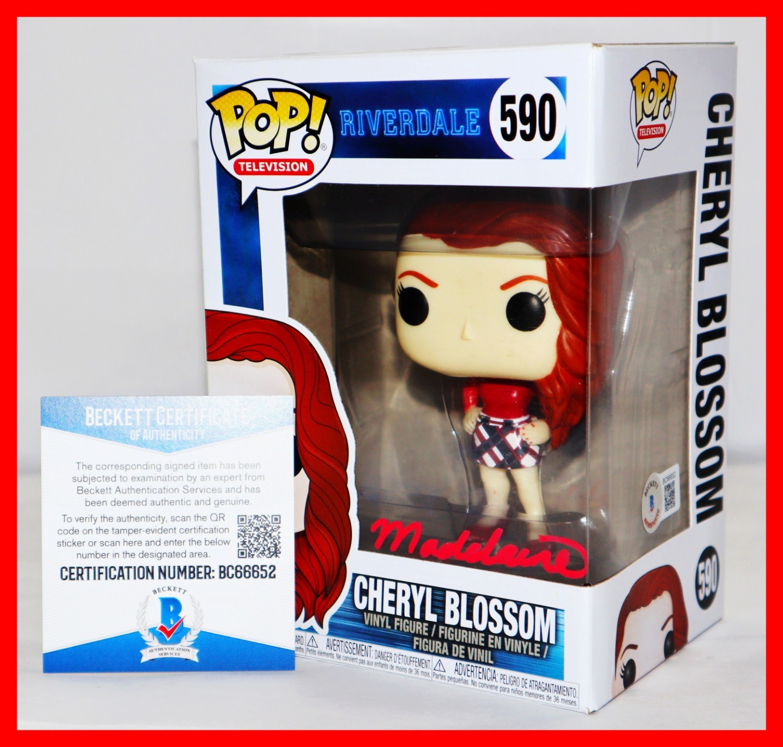 MADELAINE PETSCH Autographed Signed Cheryl Blossom Riverdale Funko Pop Beckett