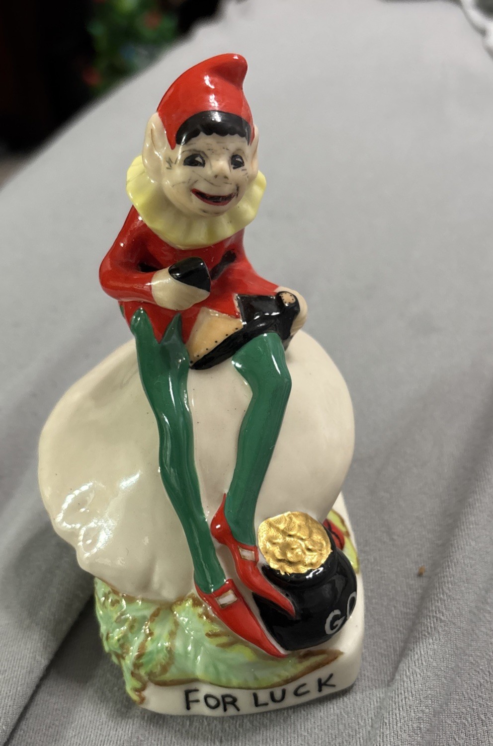 Belleek Irish Vintage RARE Leprechaun Painted 5” Elf Pixie