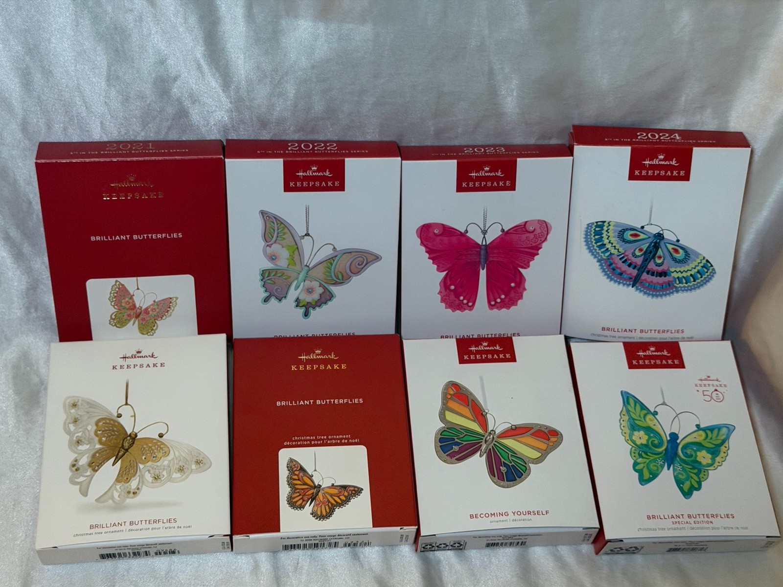 8 Hallmark Brilliant Butterflies ornaments #s 2,4,5,6,7,&8 In The Series +2 More