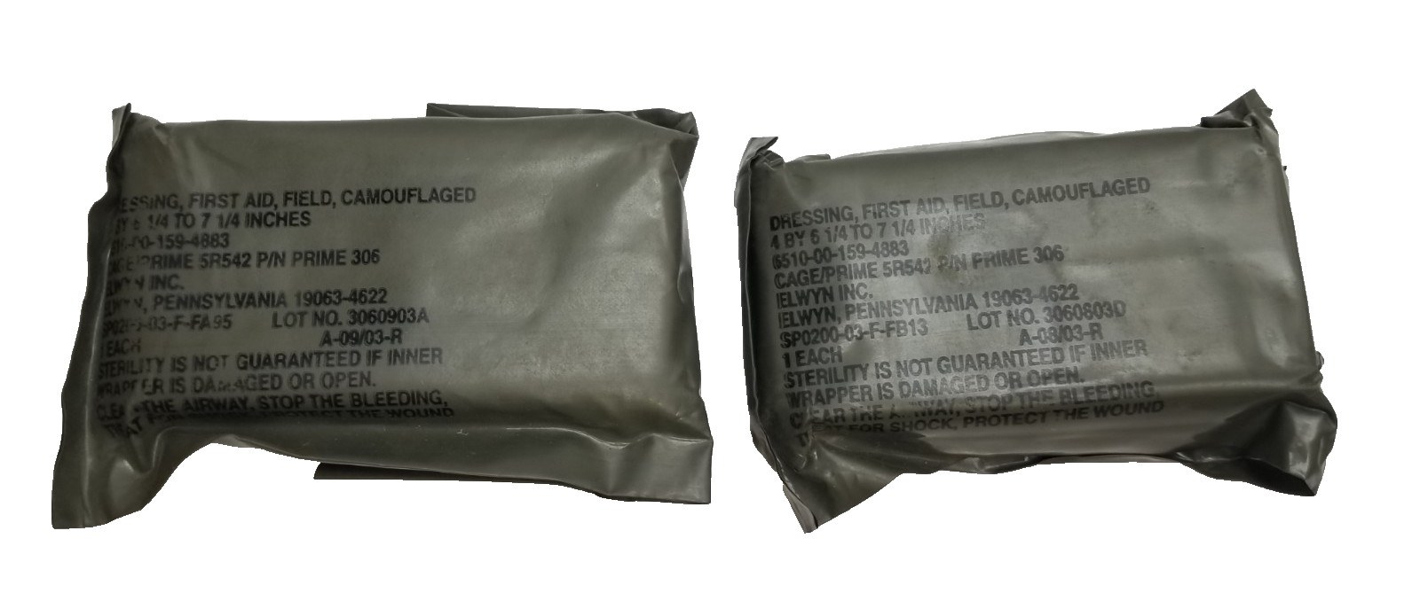 QTY (2) USGI Military First Aid Tactical Combat Bandage US Army Field Dressing
