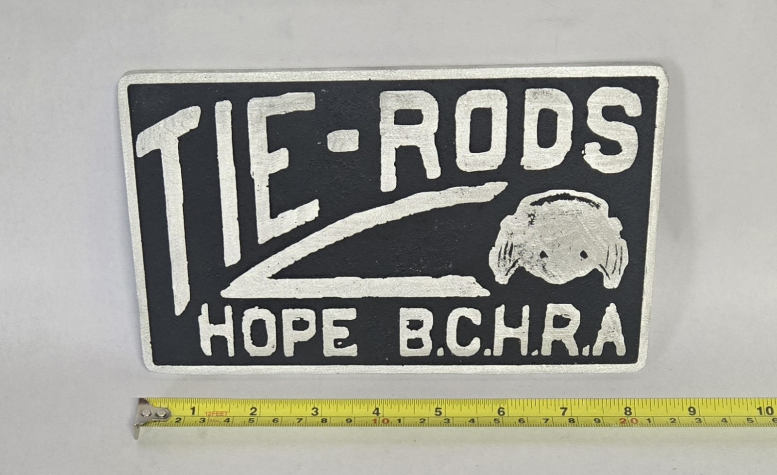 Vintage Cast Aluminum  TIE - RODS  HOPE B.C.H.R.A  Car   Plaque 