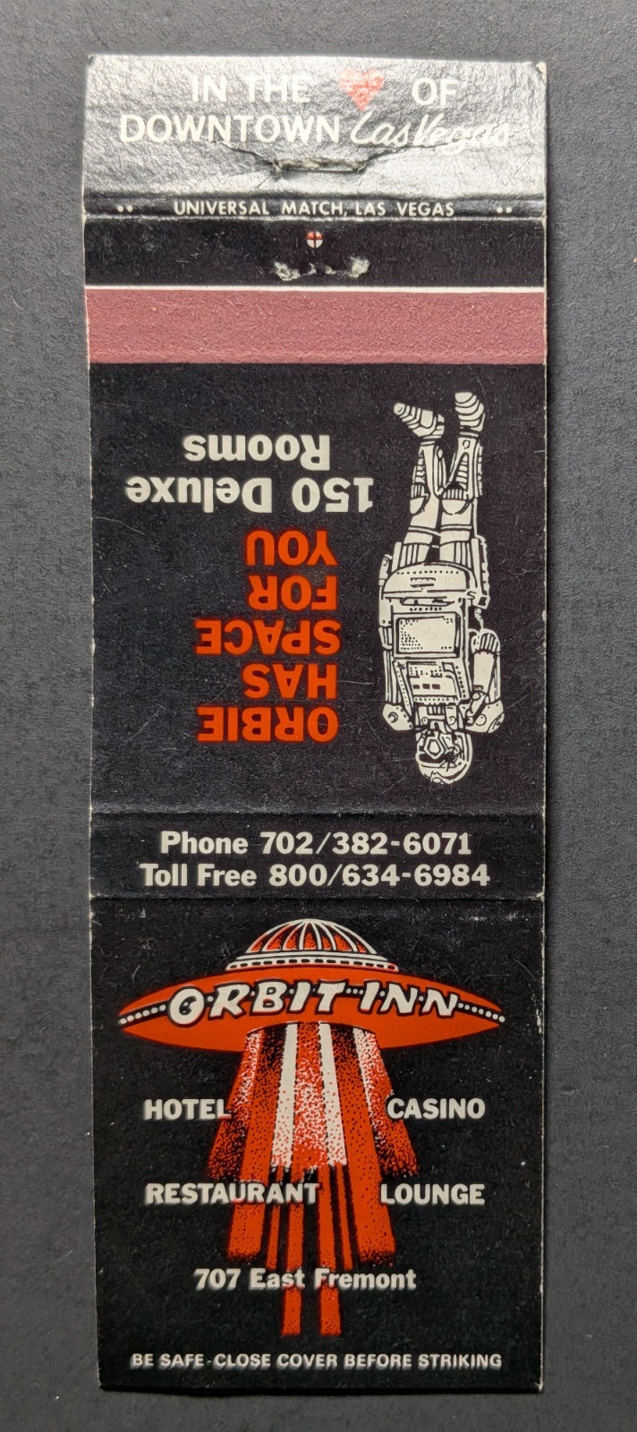 Vintage Orbit Inn Las Vegas Matchbook Cover