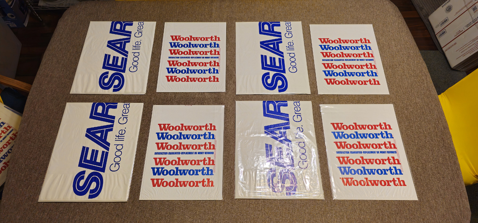 2006 Sears Unused Large Clothing Bags & Woolworth Unused Vintage Plastic Bags