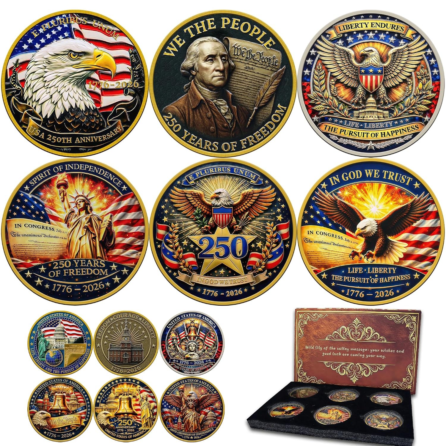 250th Anniversary USA Challenge Coin Set (1776‑2026)