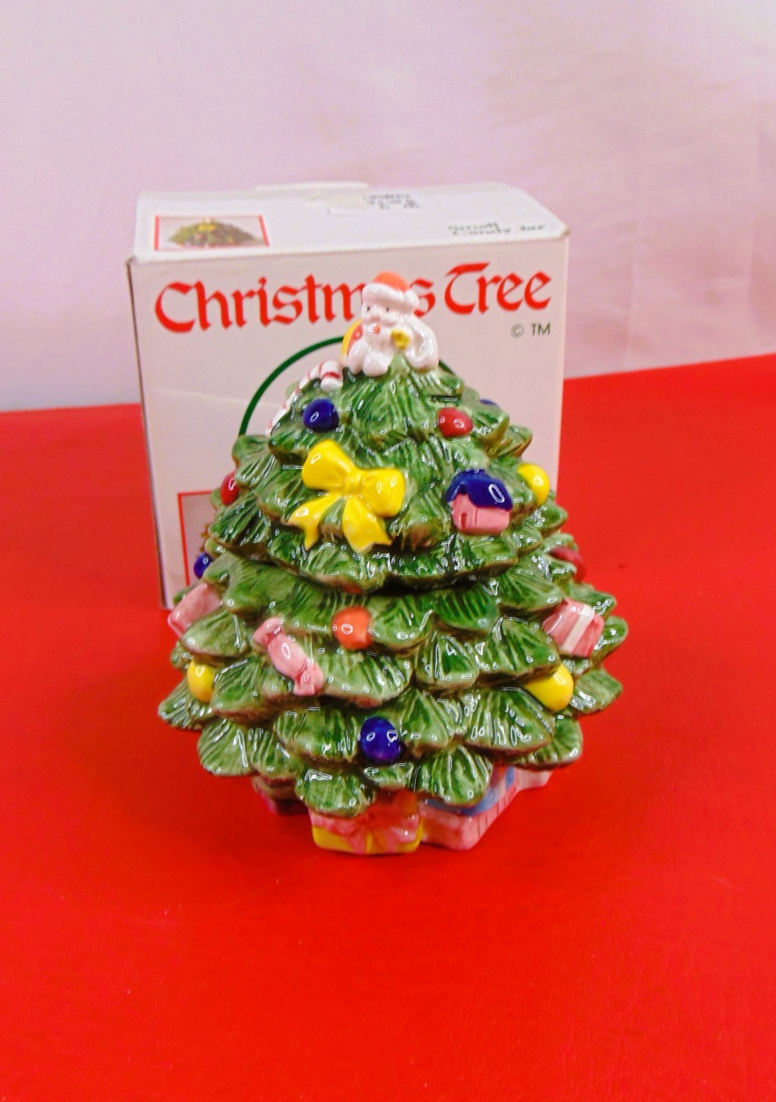 Vtg Spode CHRISTMAS TREE Royal China & Porcelain Version Small Candy Jar  5”