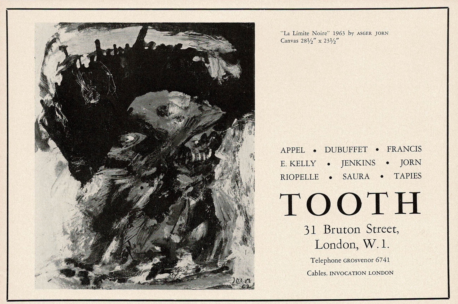 1960s Vintage Asger Jorn Art Arthur Tooth Gallery London Original Print Ad