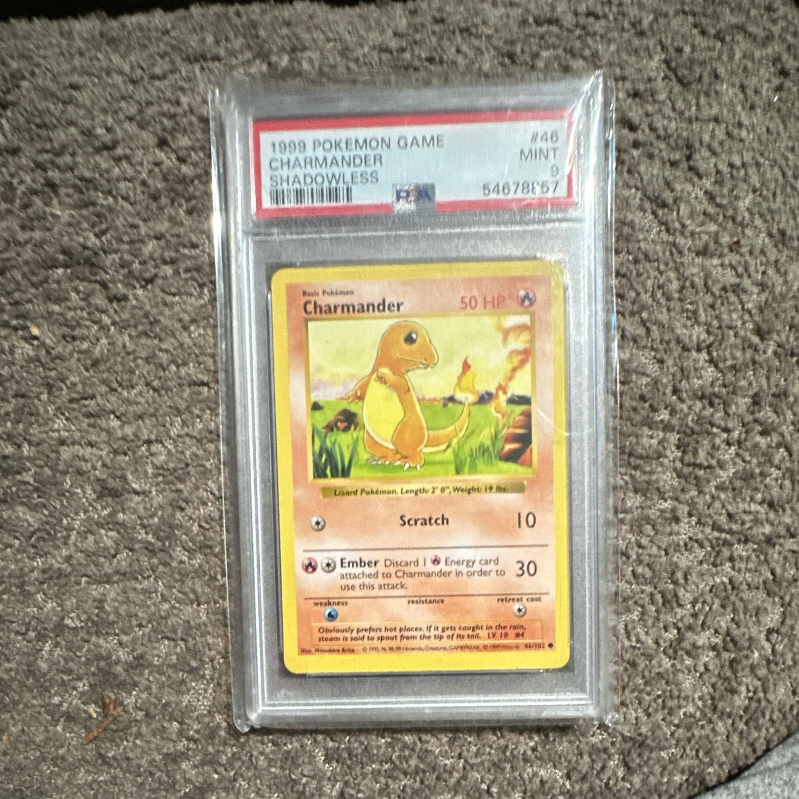 Wizards of the Coast 1999 Pokemon Game Charmander Shadowless 46/102 PSA 9