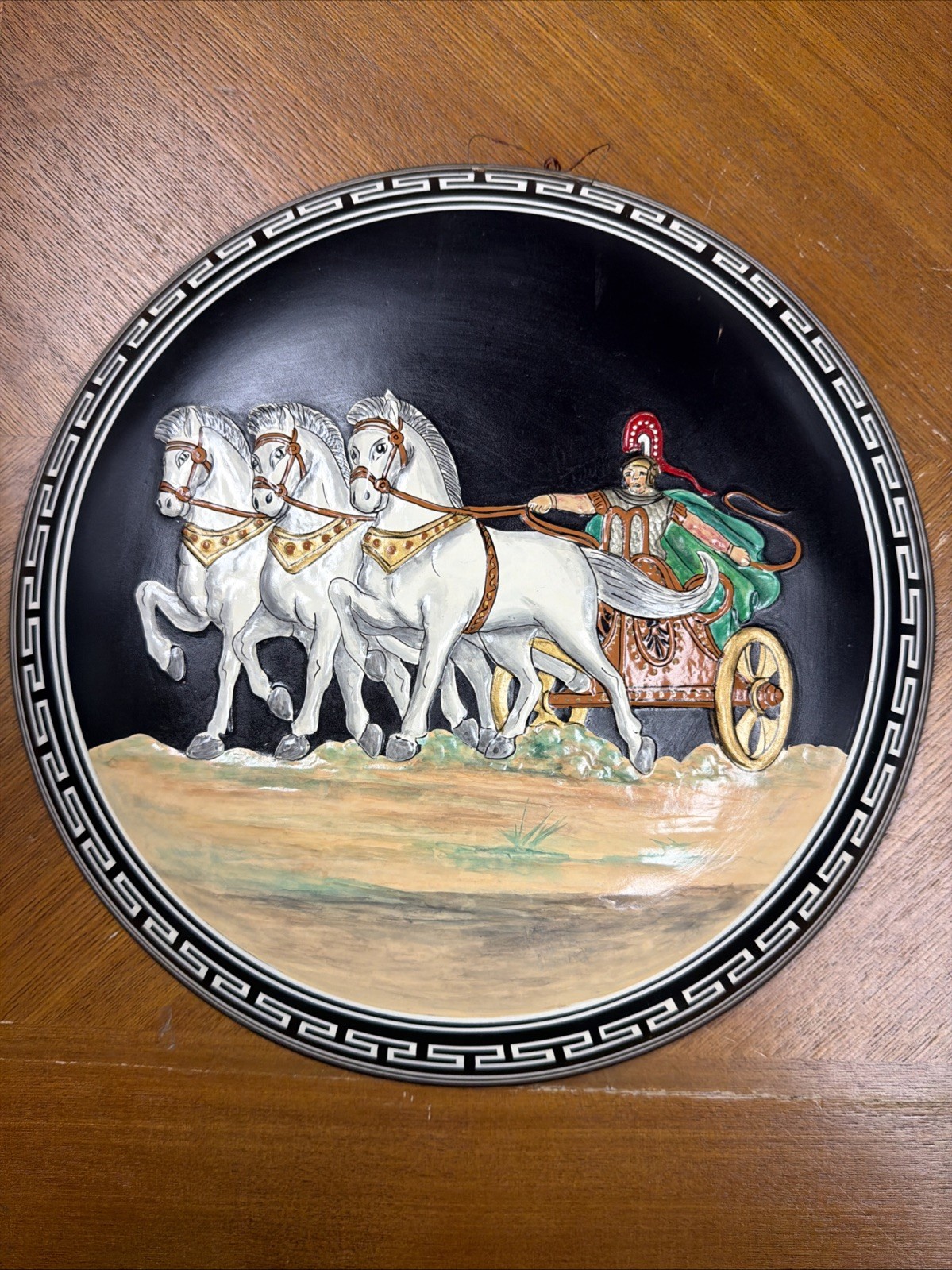 VINTAGE HAND MADE IN GREECE CERAMIC WALL PLATE LARGE 13\