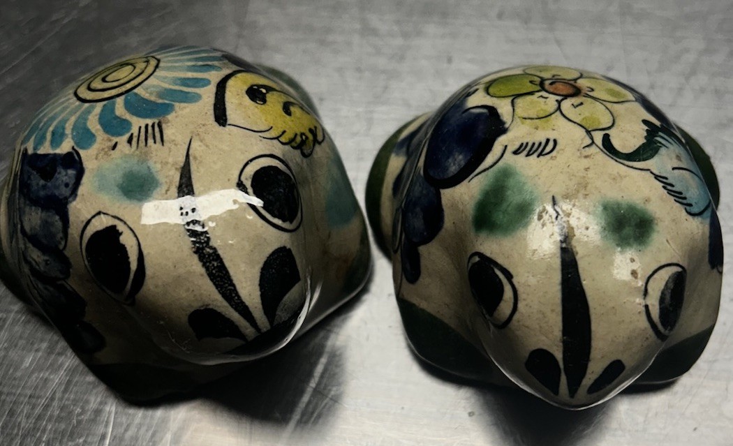 Tonala Mexican Pottery Frogs Set Of 2 Figurine Artist Signed Vintage