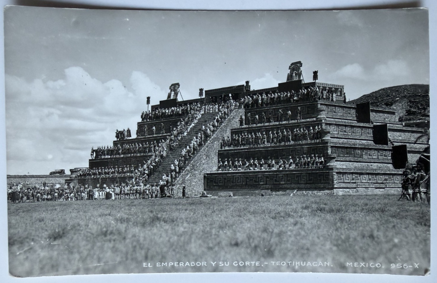 c1950s RPPC Teotihuacan Mexico Temple Aztec Costume Ceremony Postcard 