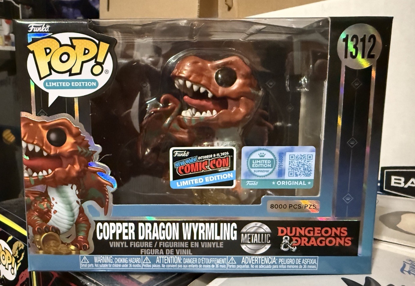 Funko Pop 1312 Dungeons & Dragons Copper Dragon Wyrmling NYCC26 Sticker LE 8000