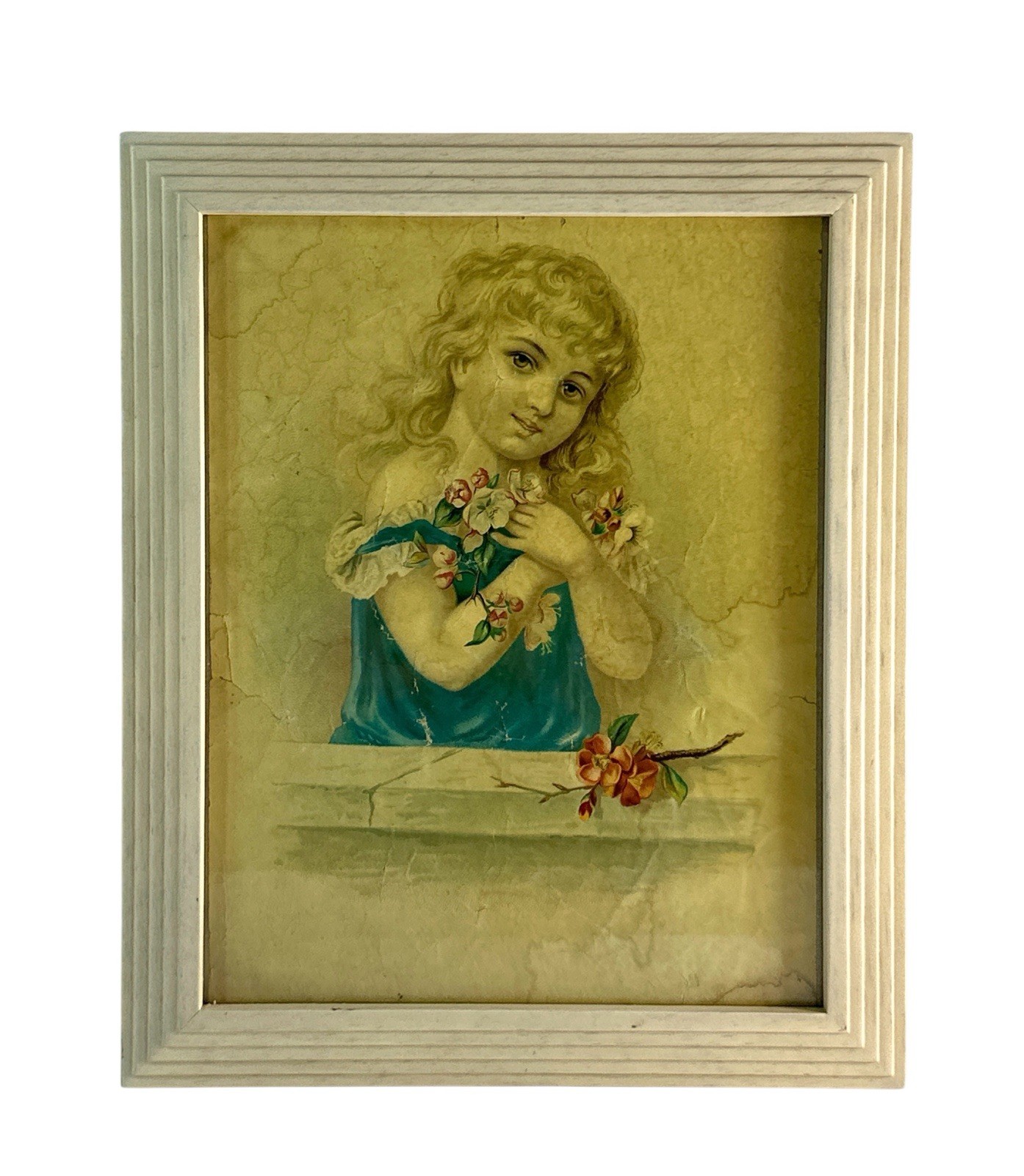 Antique Victorian Girl Floral Portrait Print Dannemiller Cordova Coffee Ad
