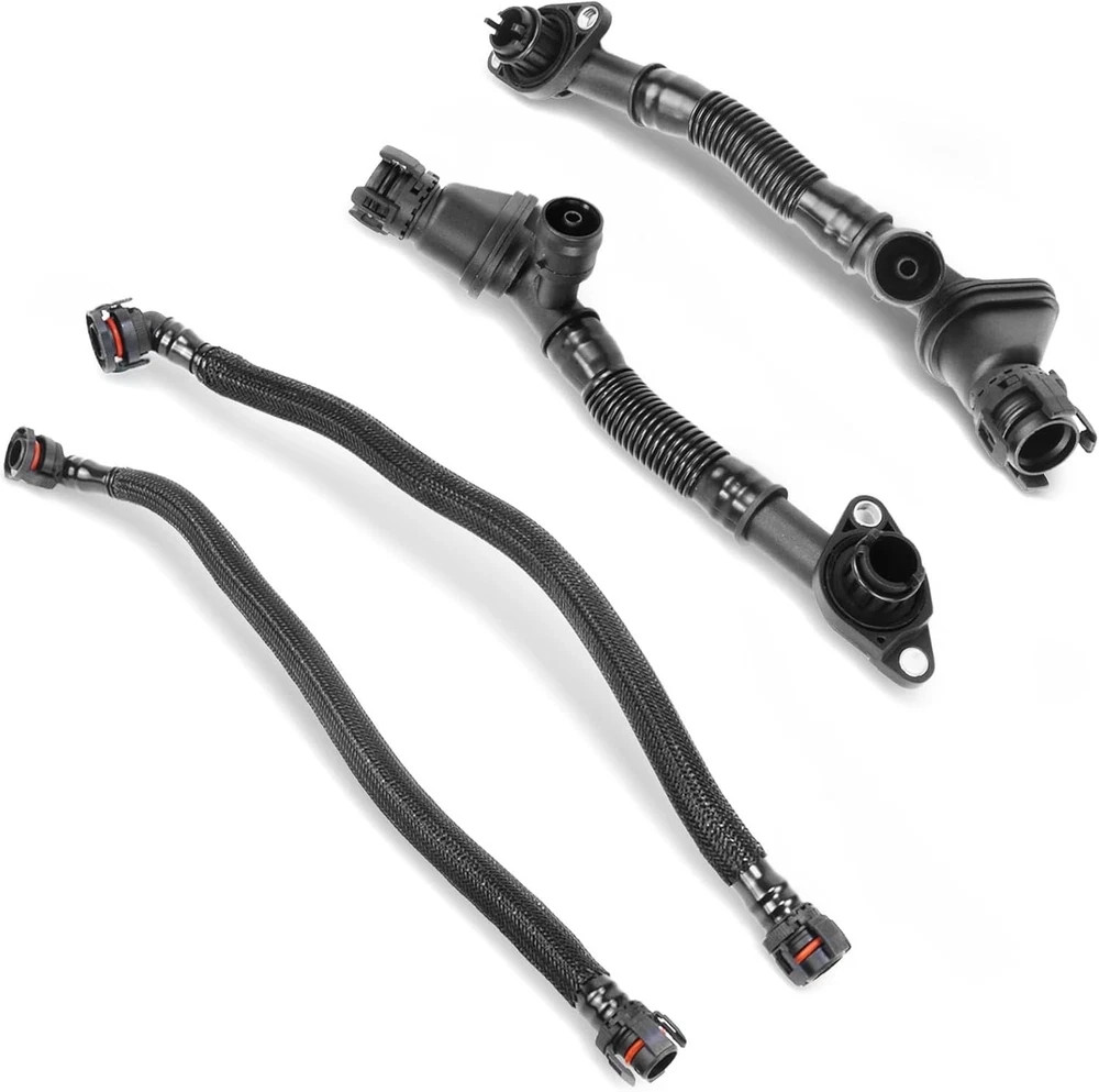 4-Piece Crankcase Vent Hose Kit Compatible with Select BMW 550i 650i 750i 750Li