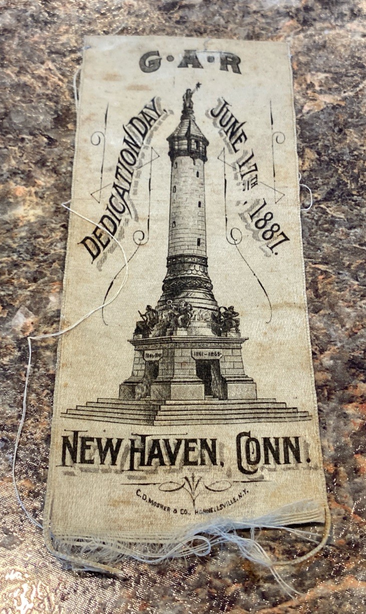 Antique 1887 GAR G.A.R. Civil War Veteran Dedication Day Ribbon New Haven Conn