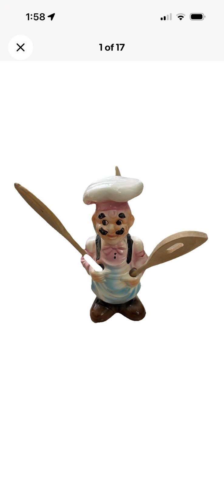 RARE Vintage Ceramic Jolly Chef Utensil Holder EXACT Monica Friends Kitchen Prop