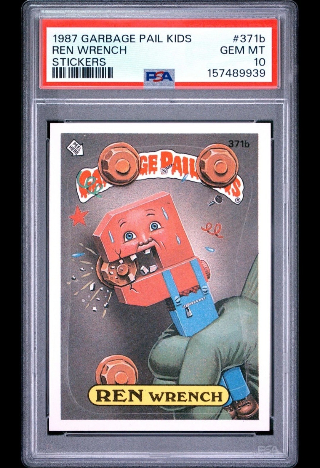 1987 TOPPS GARBAGE PAIL KIDS STICKERS #371b REN WRENCH SERIES 9 PSA 10 GEM MINT