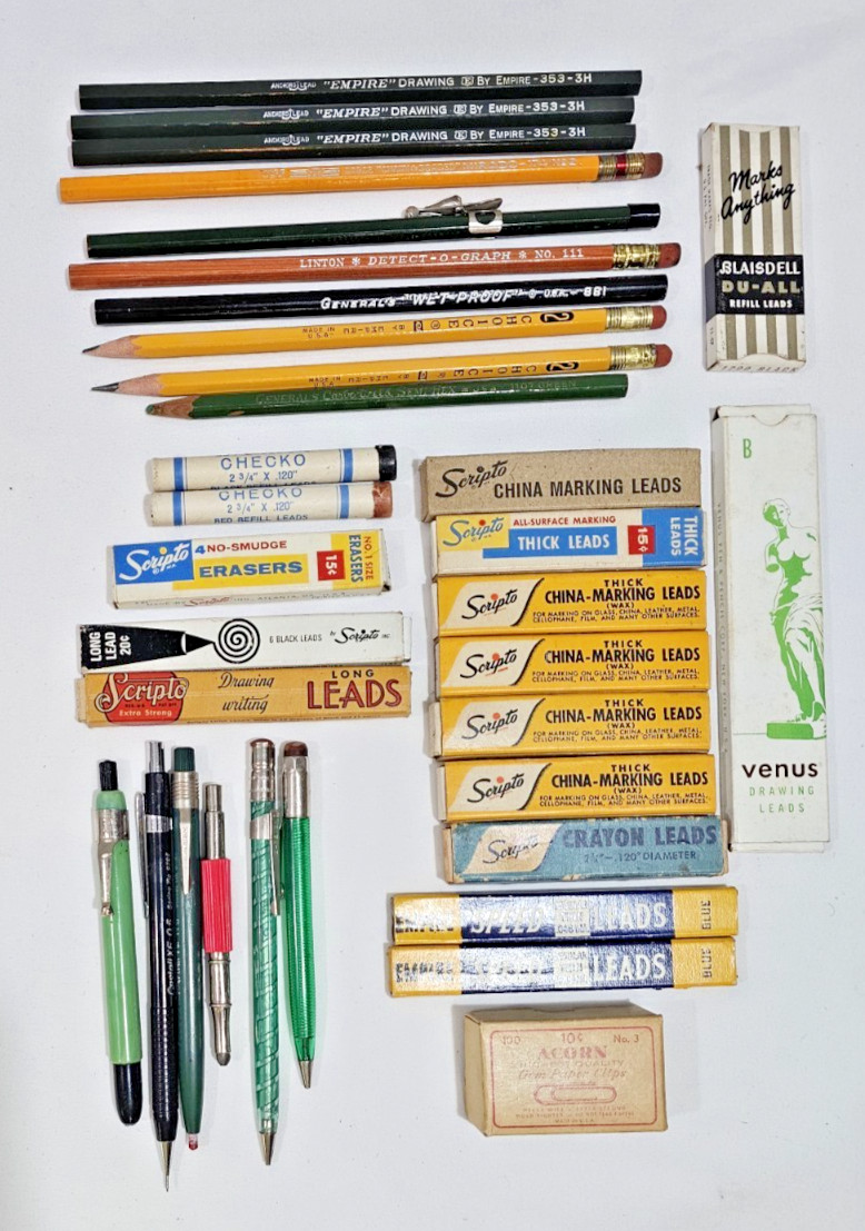 Vintage Mixed Lot Mechanical/Regular Pencils/Lead Scripto Empire