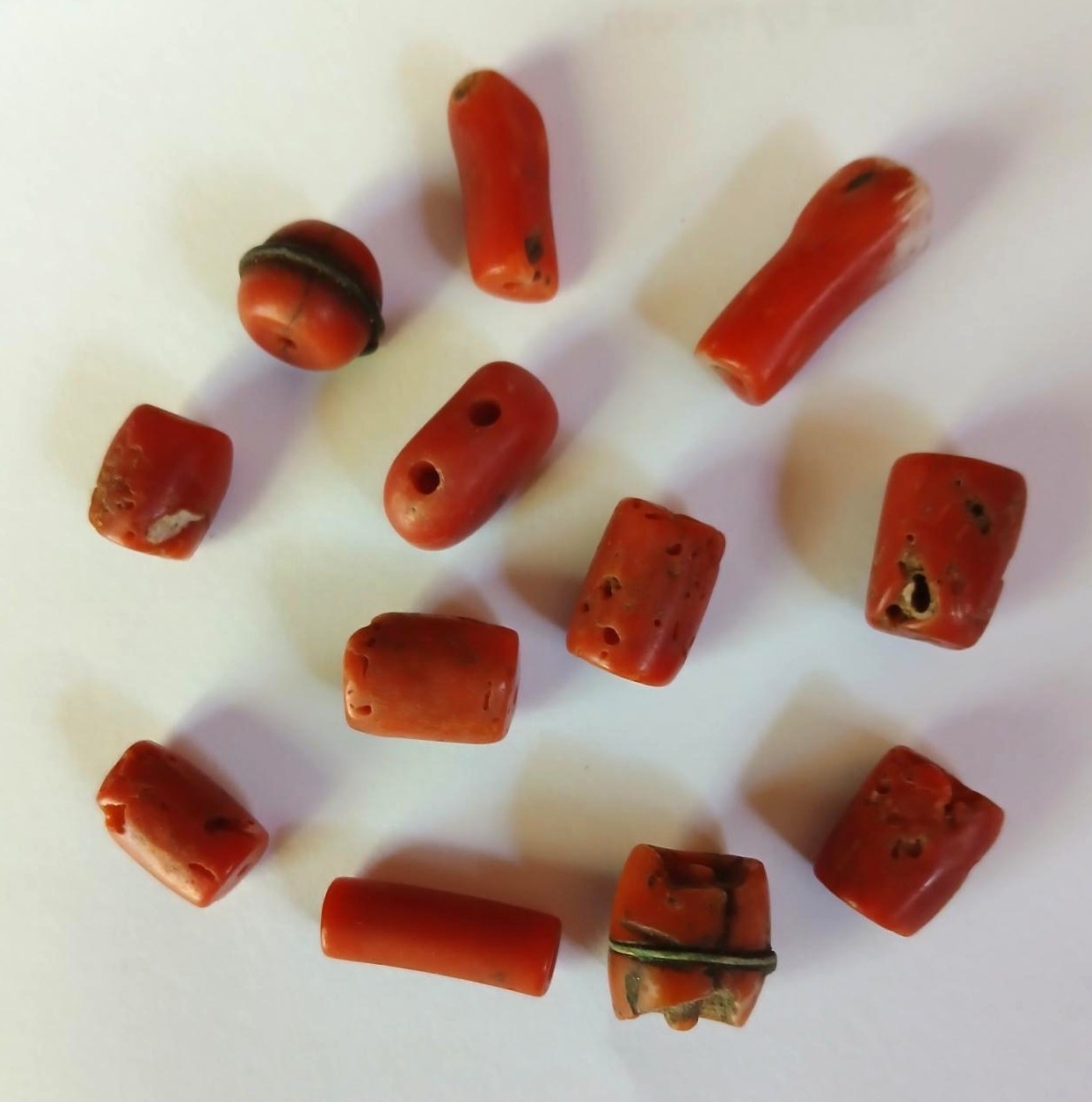 12 Very Old Red Coral Beads