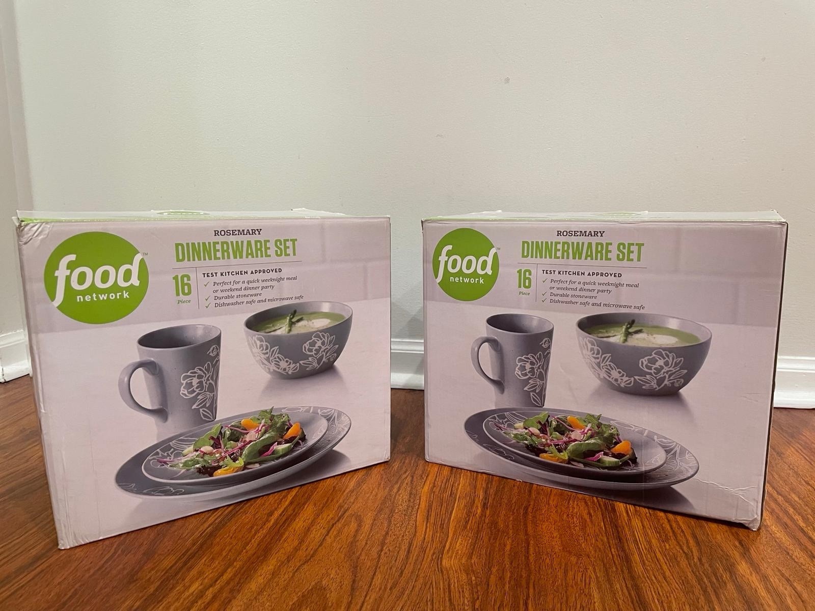 Food Network Colby Stoneware 16Pc Service/4 NEW in Box Plates, Bowls, Mugs Set 2
