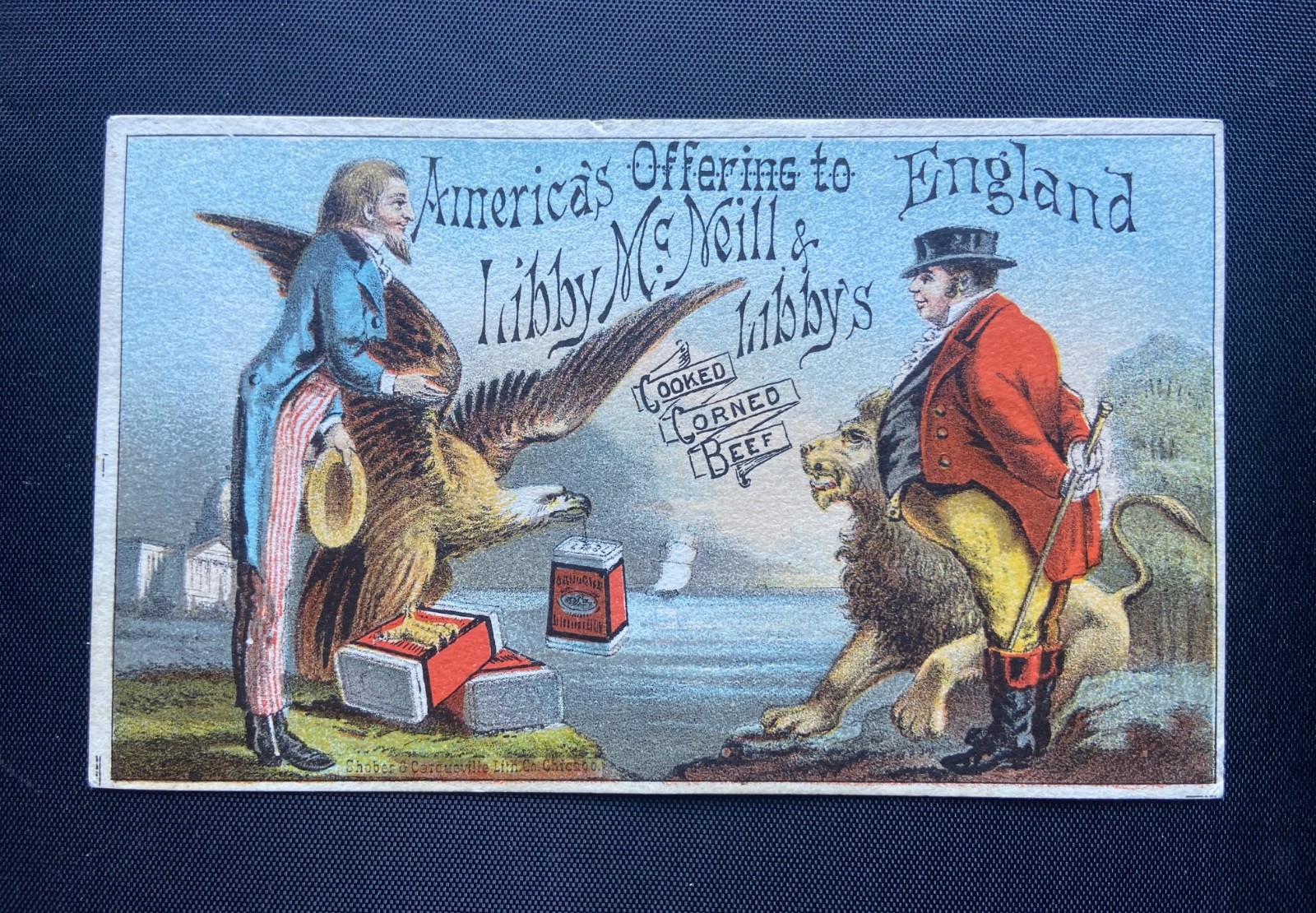 V. Rare c1880 Libby Libby's American Offering Uncle Sam Bald Eagle & John Bull V. Rare c1880 Libby Libby's American Offering Uncle Sam Bald Eagle & John Bull