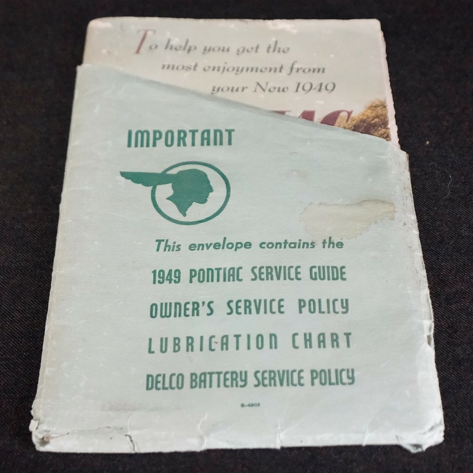 1949 PONTIAC ORIGINAL LITERATURE Lubrication Chart Service Policy, Service Guide 1949 PONTIAC ORIGINAL LITERATURE Lubrication Chart Service Policy, Service Guide
