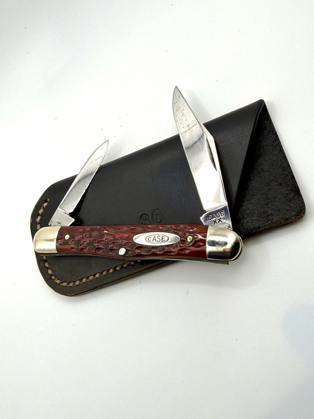 Case XX 1940-1964 Beautiful Red Bone Half Whittler *UNUSED*