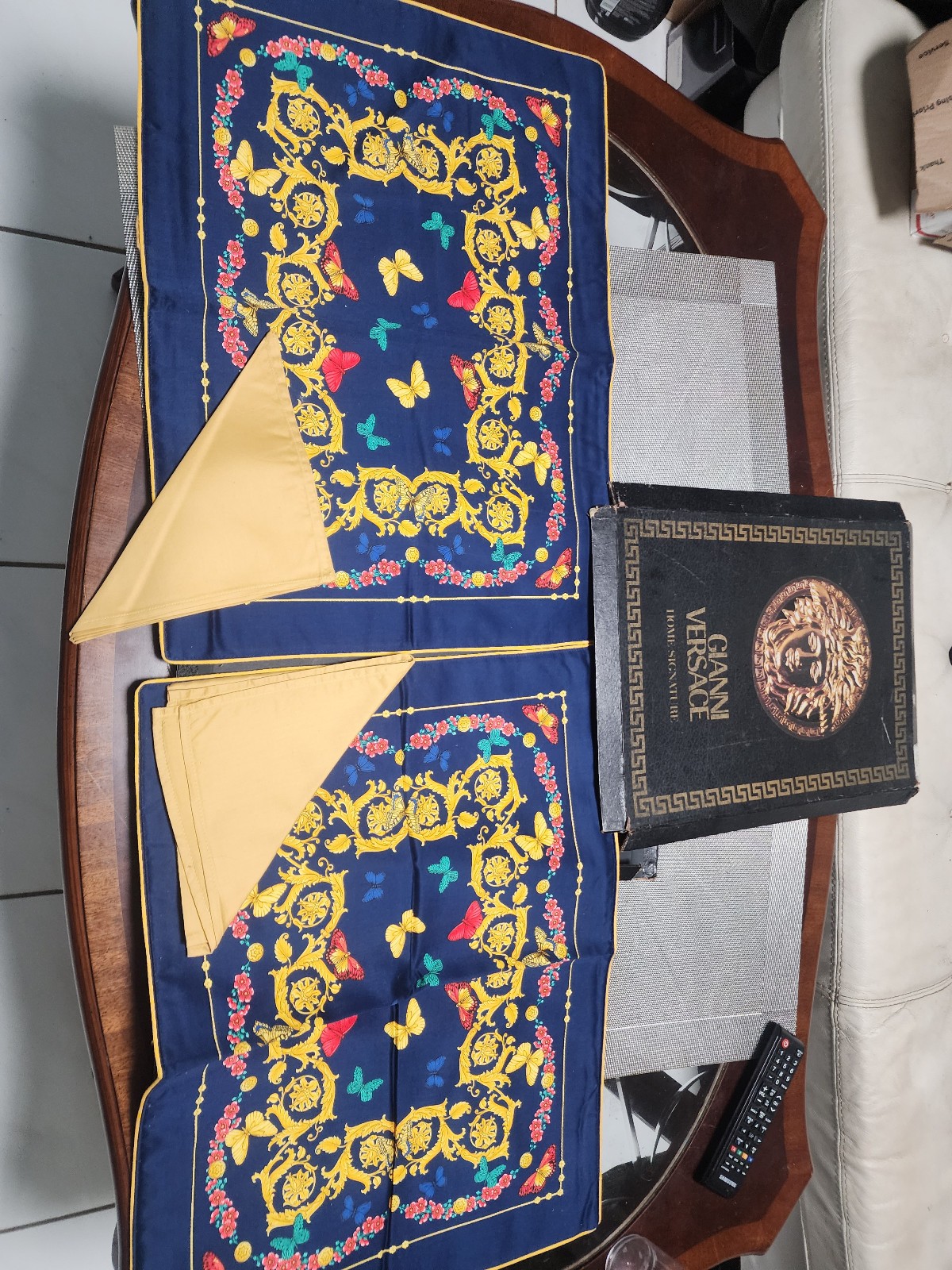 Vintage Gianni Versace Home Butterfly Placemat Napkin Set 4pc Original Box Italy
