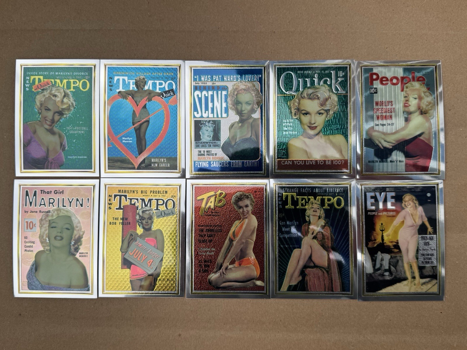 1993 Sports Time Marilyn Monroe Cover Girl Chromium Complete 10 Card Insert Set