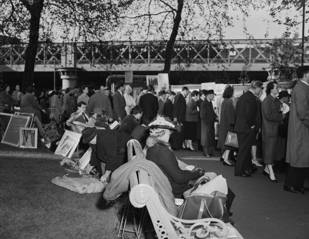 The London Art Show on the Thames Embankment in London UK May 1959 Old Photo 1