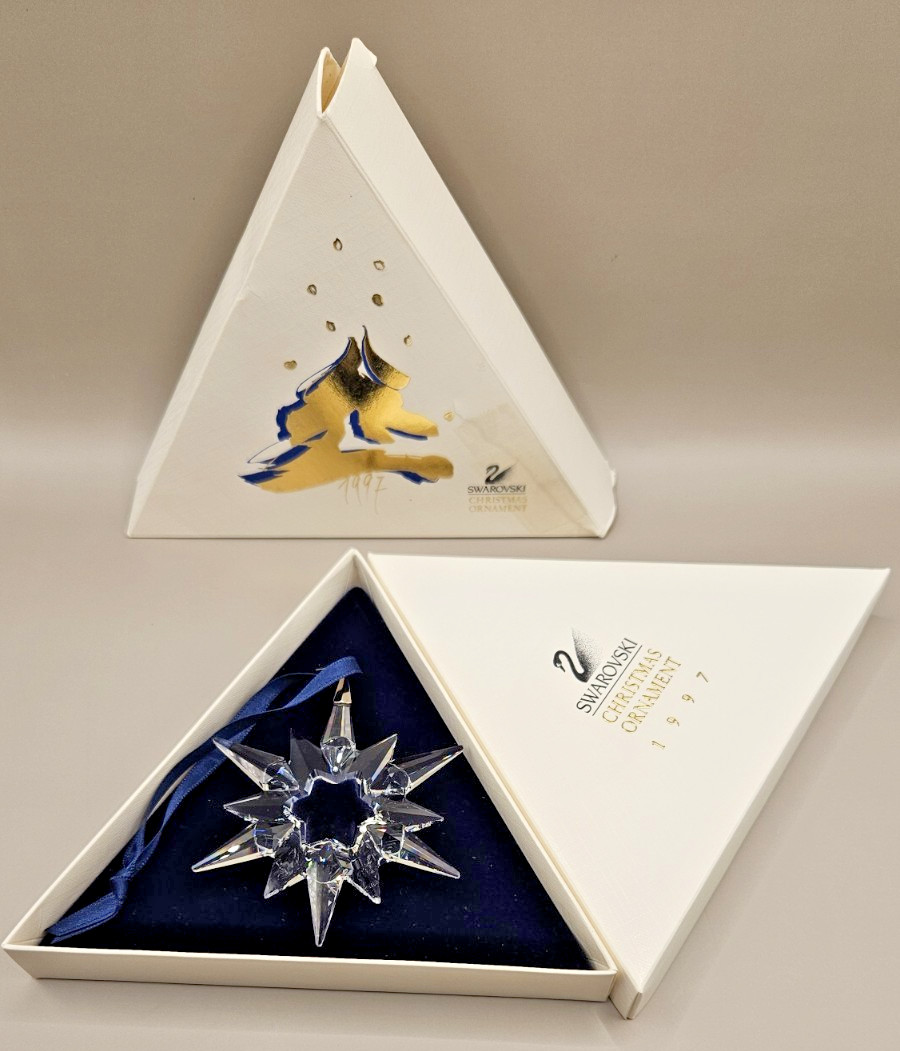Swarovski 1997 Clear Crystal Star Christmas Hanging Ornament w Box Please Read