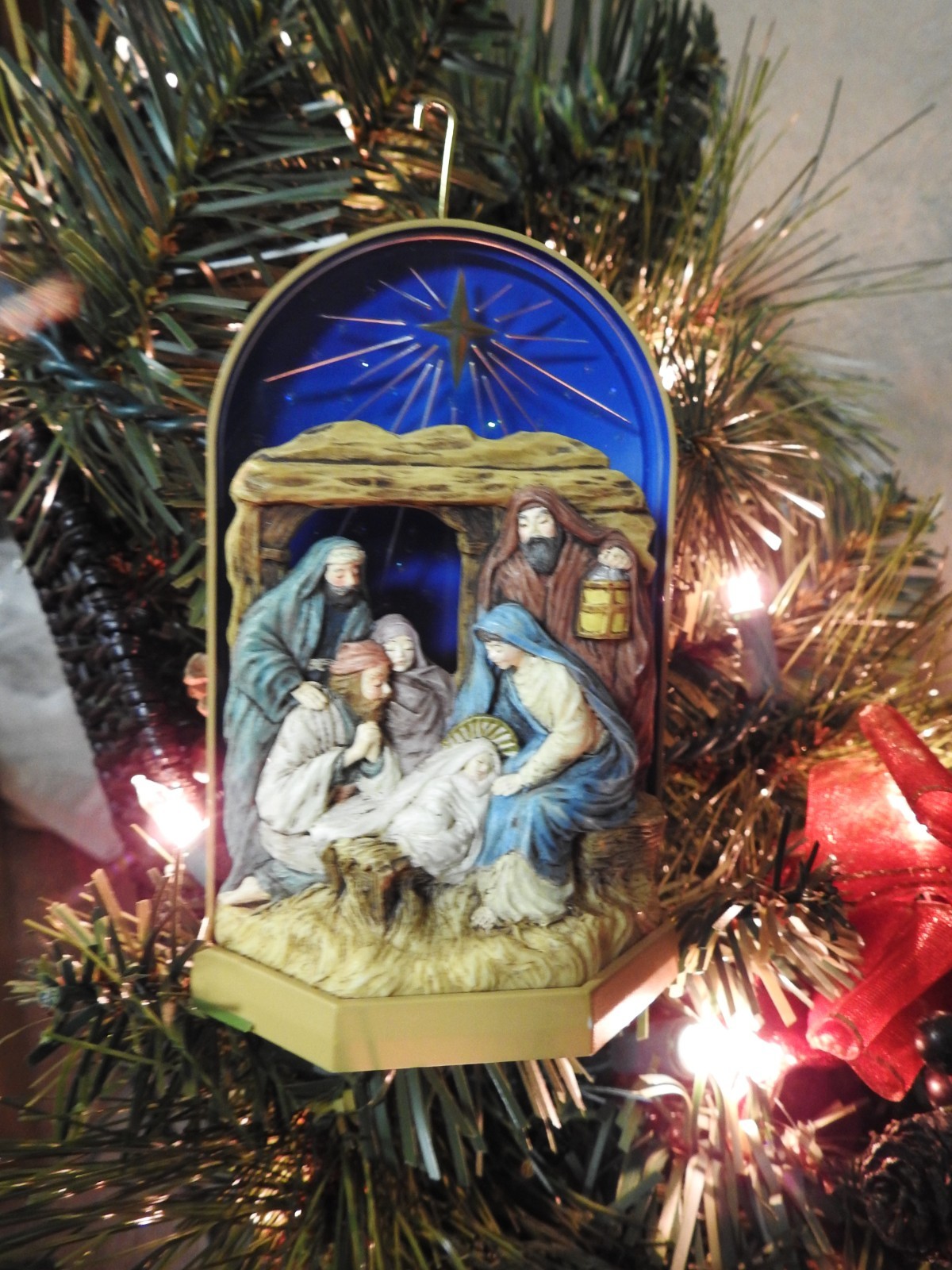 Hallmark Ornament 1996 Let Us Adore Him Nativity Scene  Magic Light-Up