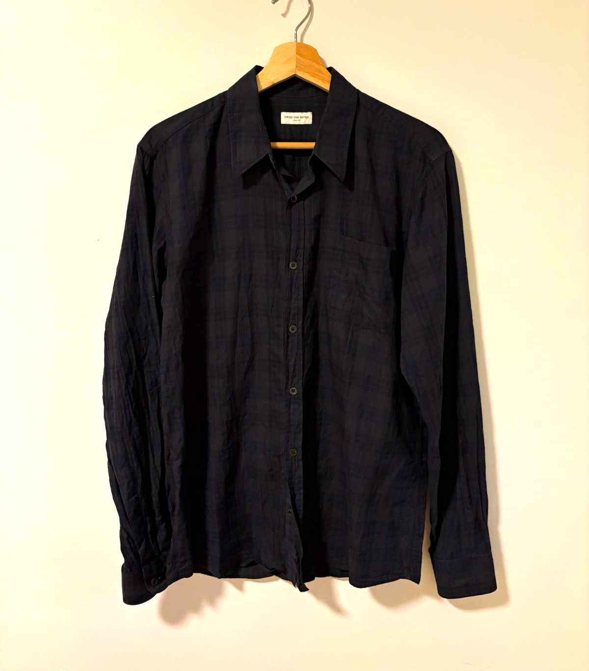 Dries Van Noten Men’s Button-Up Shirt Plaid Check Size L EU50