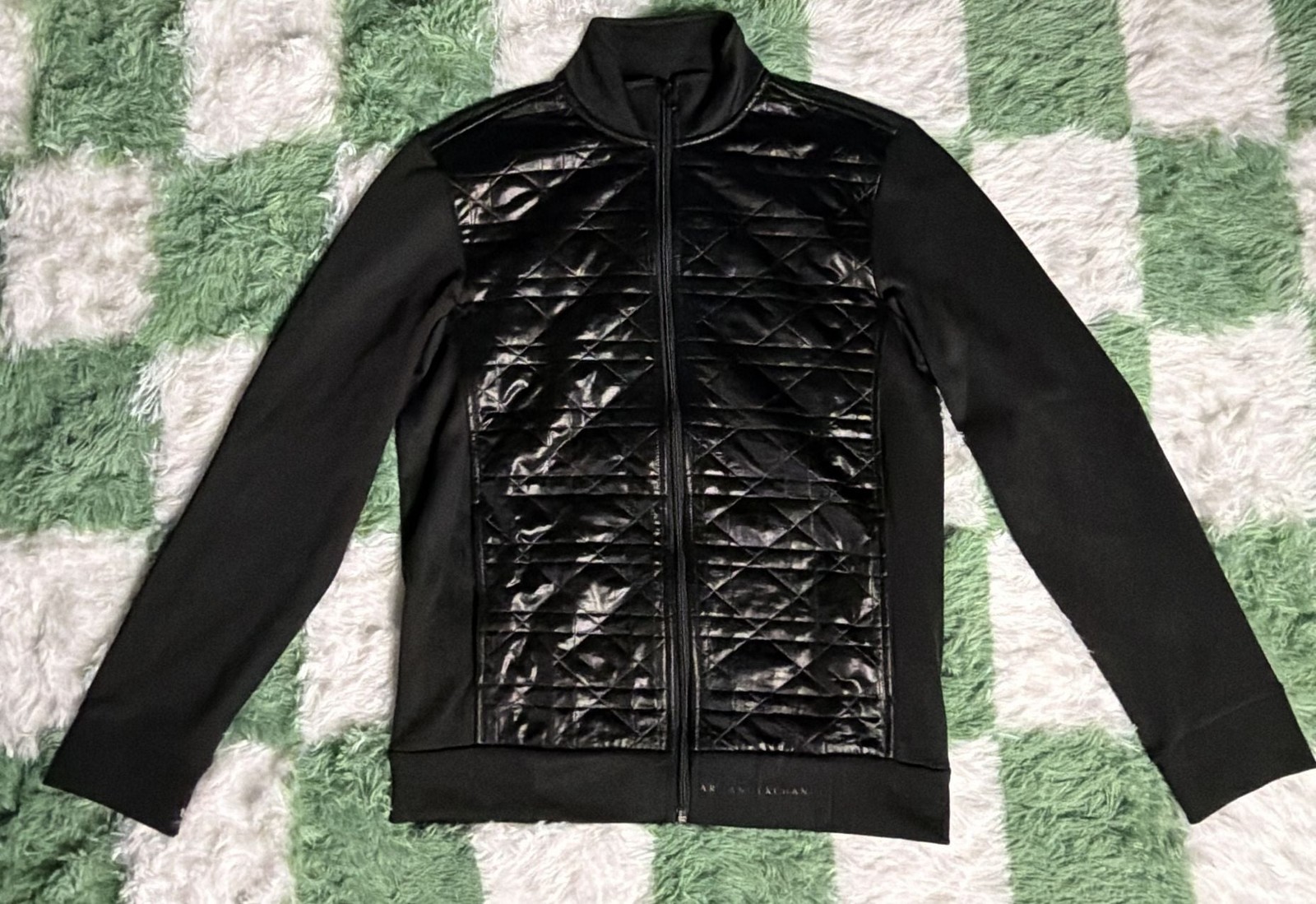 Armani Exchange Track Jacket Size M Black Quilted Front