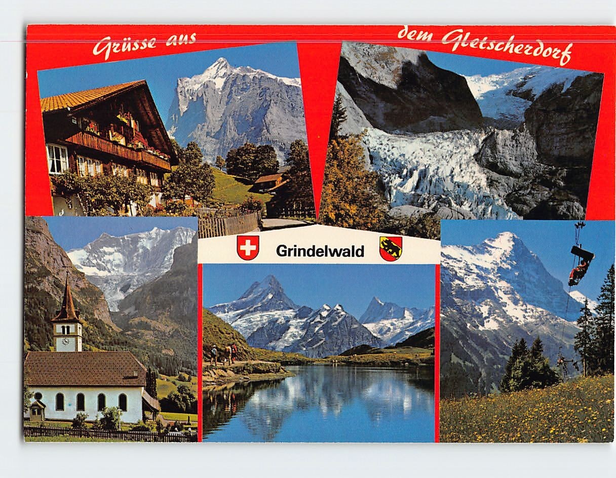 Postcard Grüsse aus dem Gletscherdorf Grindelwald Switzerland