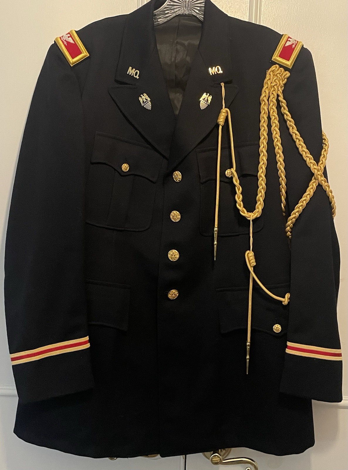 US Army Officer Uniform L Missouri Insignia Wool Cord Vintage CRADDOCK Pins Blue