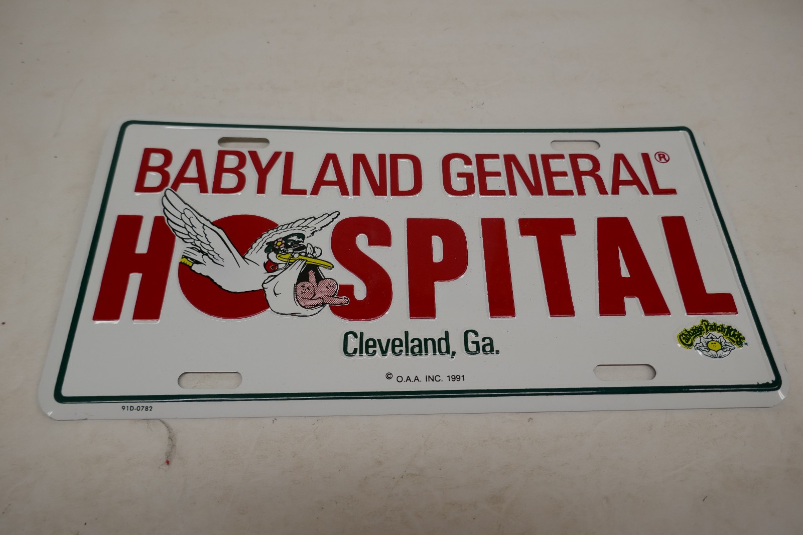 1991 Cabbage Patch Kids Babyland General Hospital Cleveland, Ga. License Plate